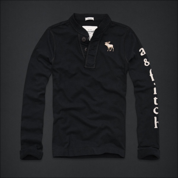 Abercrombie Fitch Hombres Ponte de pie de cuello Largo Remera AF6188